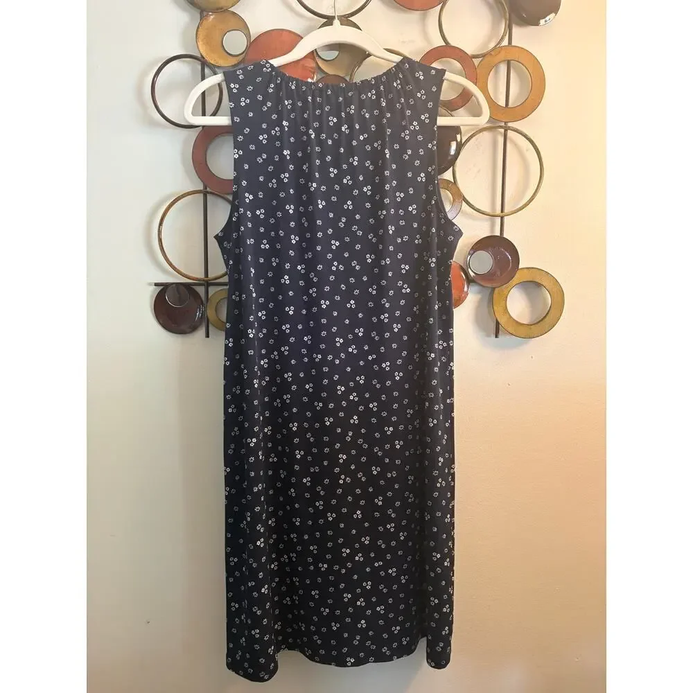 D74 Michael Kors blue floral knee length v neck dress size small